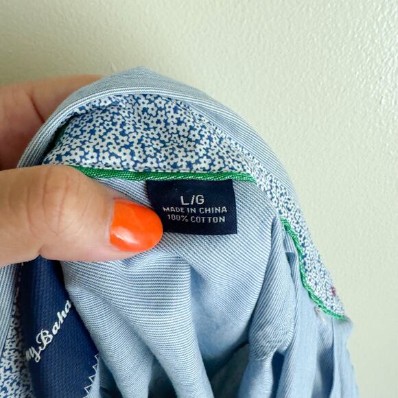 Tommy Bahama Blue + White Striped Collared Button Up - Large - Picture 4 of 8